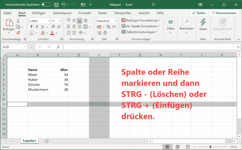 Excel Spaltenbreite und Zeilenhöhe in cm Windows FAQ