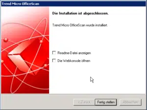 OfficeScan Installation abgeschlossen