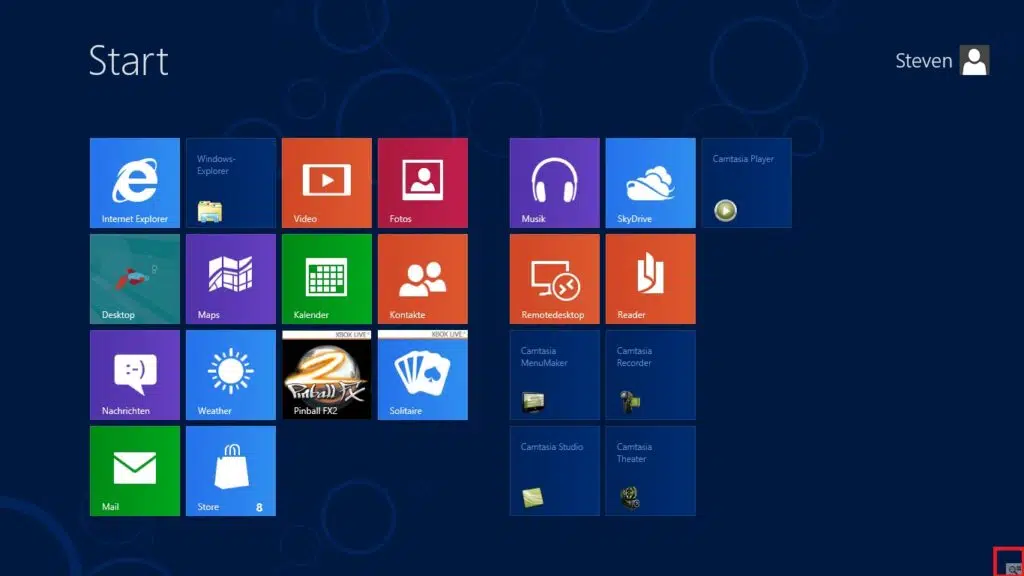 Windows 8 Seiten und Ecken Ansicht verkleinern