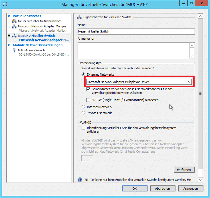 How to enable microsoft network adapter multiplexor driver