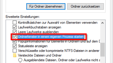 Jedes Windows Explorer Fenster In Einem Eigenen Prozess Starten Einstellungen Explorer Prozesse Registry Task Windows Faq