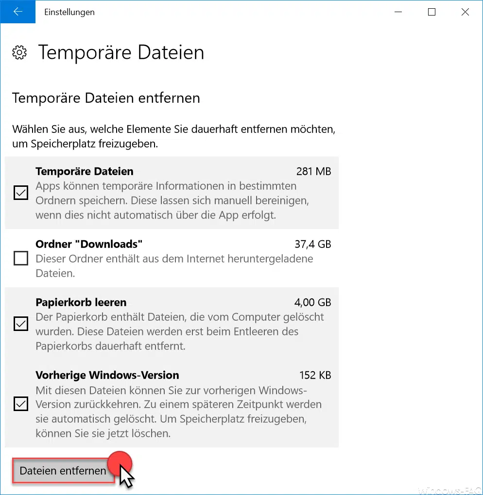 Speichernutzung Bei Windows 10 Anzeigen Und Speicherplatz Freigeben ...