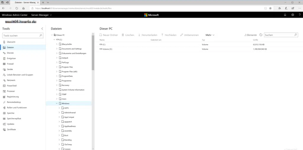 Windows Admin Center Dateien