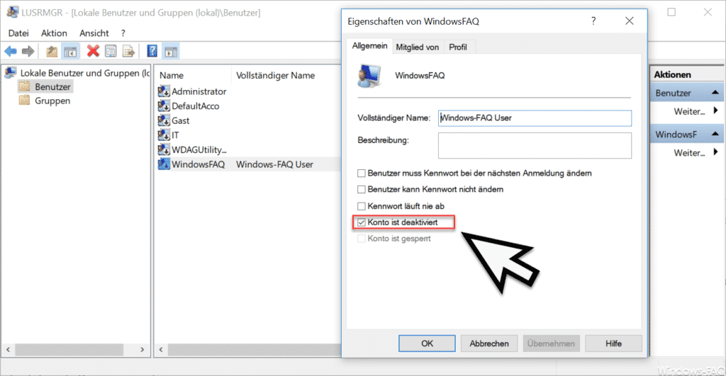 Benutzerkonto deaktivieren unter Windows 10 Windows FAQ