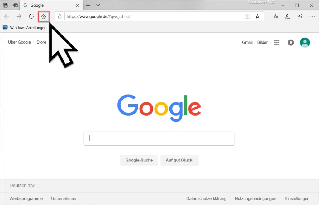 Home oder Startseite Symbol im Edge