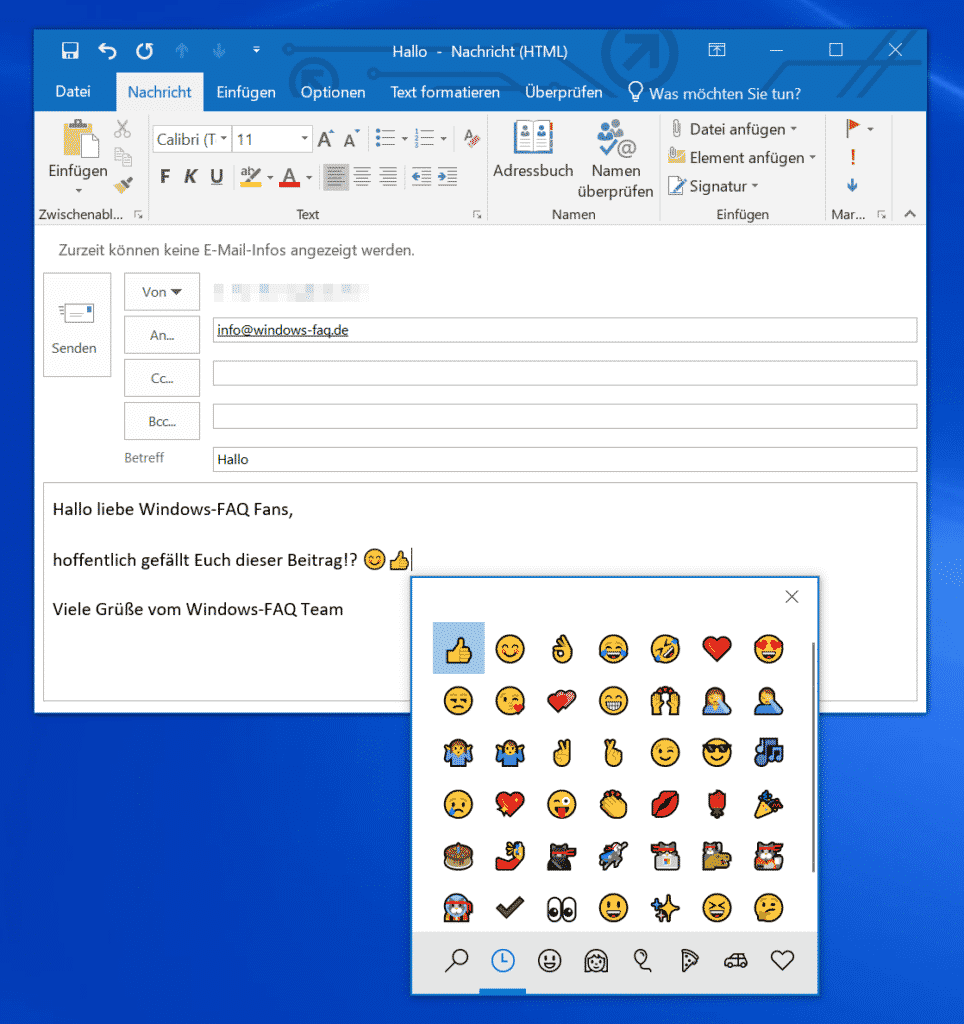 Emojis per Tastenkombination bei Windows 10 einfügen