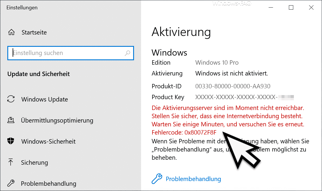 Windows Aktivierungsfehler 0x80072f8f - Windows FAQ