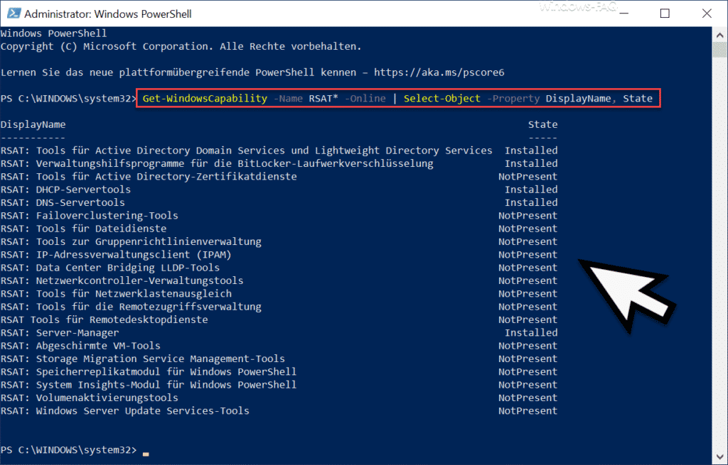 install all rsat tools powershell windows 10