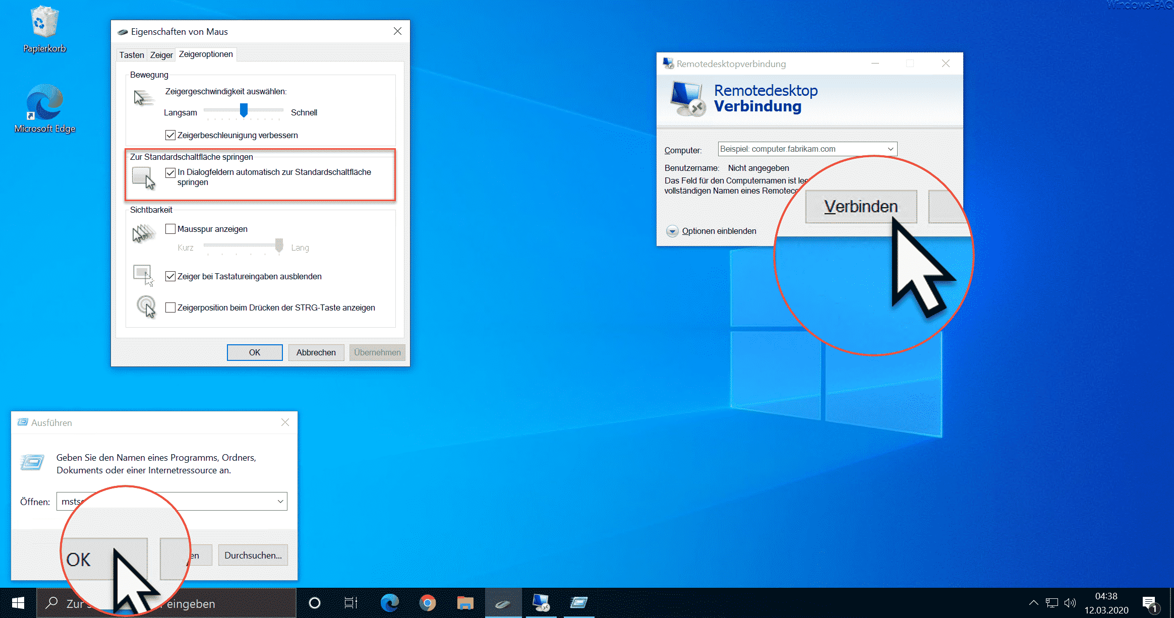 Maus automatisch zur StandardSchaltfläche in Windows