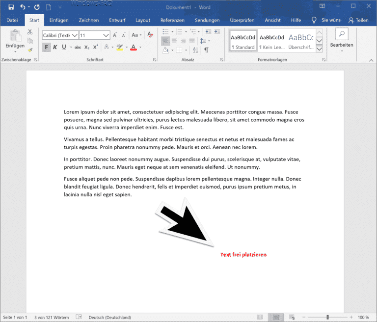 Einen Text im Word Dokument frei platzieren - Word Tipp - Windows FAQ