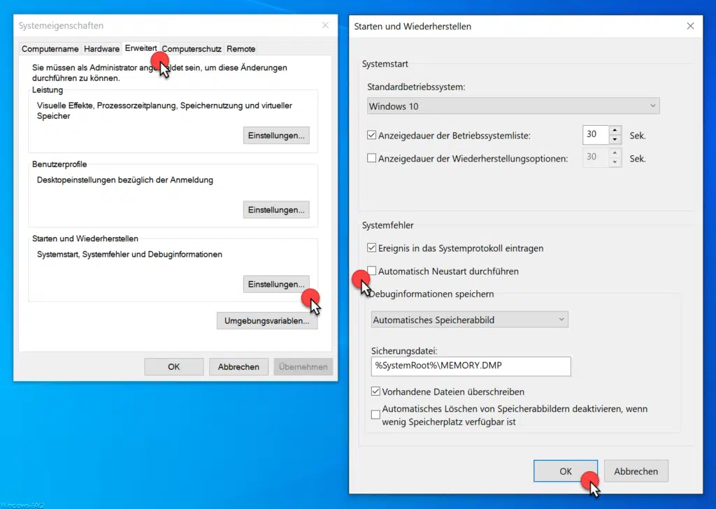 Automatisch Neustart durchführen nach Bluescreen BSOD