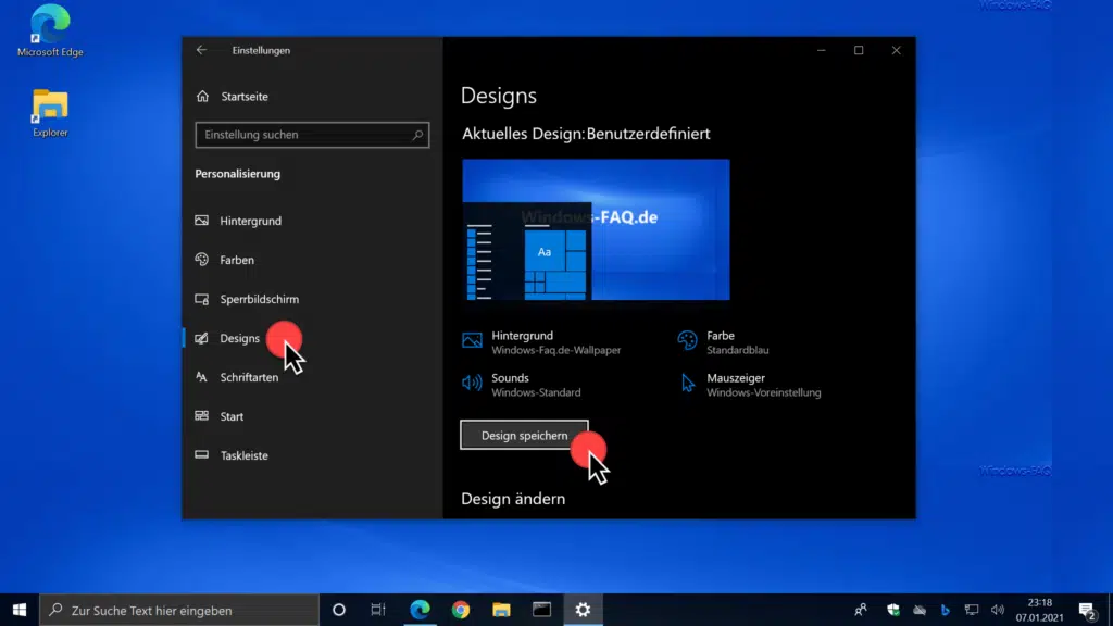 Windows 10 Design speichern