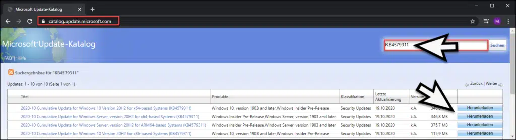 Windows Update Microsoft Update-Katalog Download