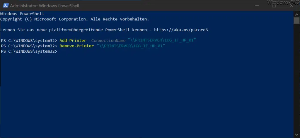 Add-Printer Remove-Printer