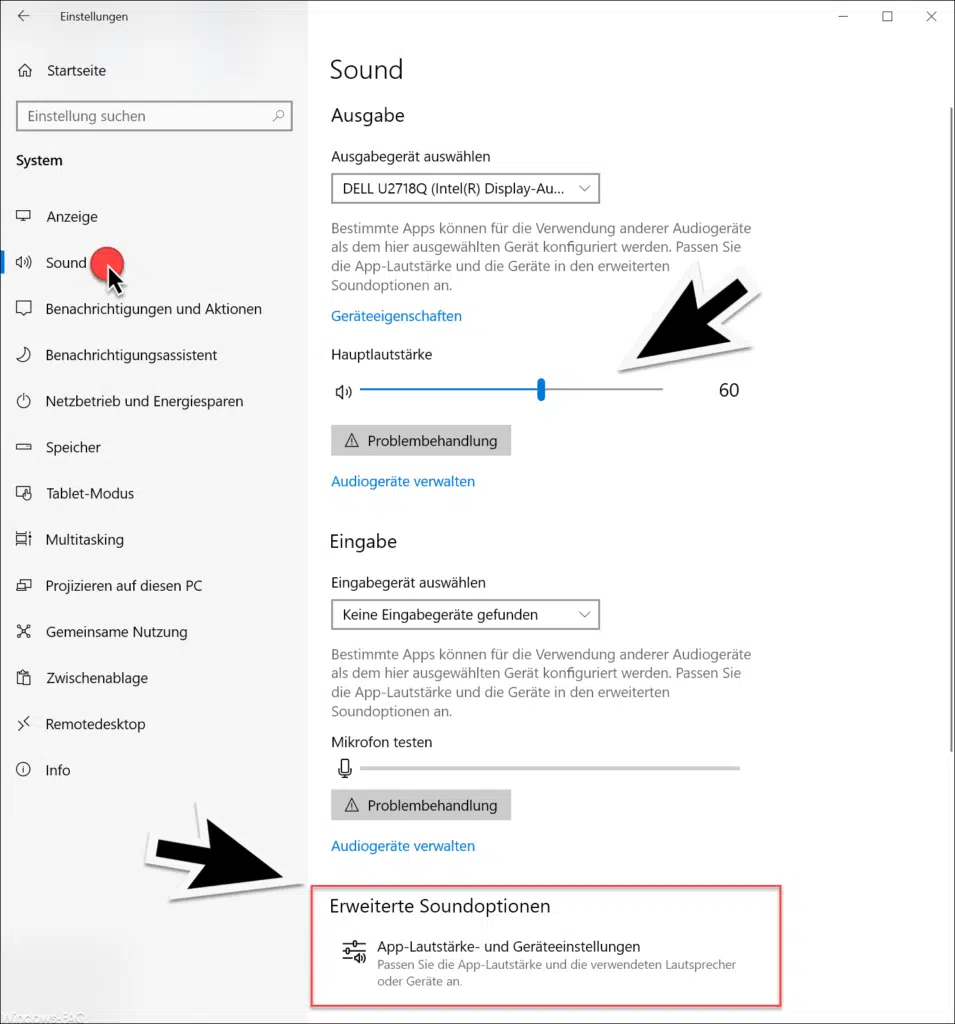 Erweiterte Soundoptionen Windows 10