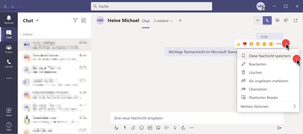 Teams Diese Nachricht speichern