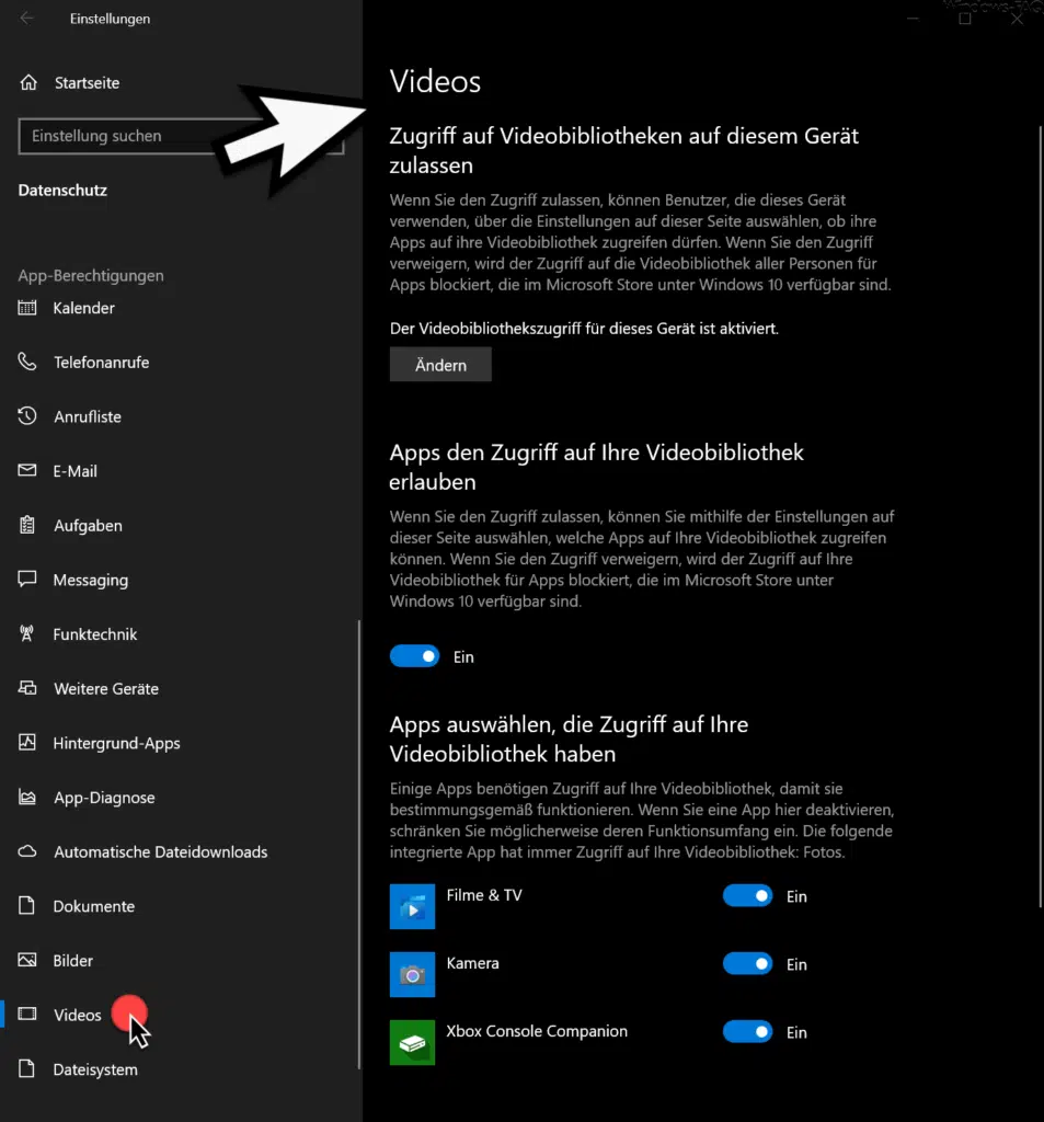 Videobibliotheken Windows 10