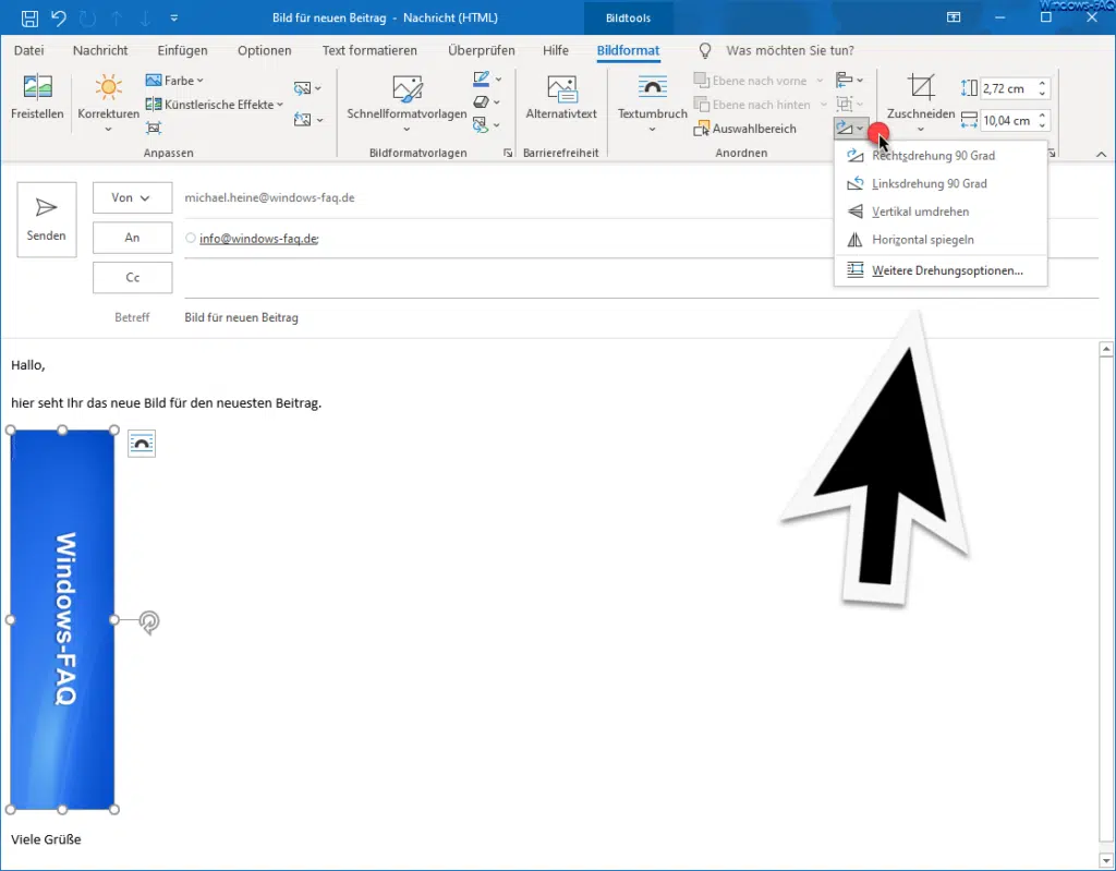 Outlook Bild falsch gedreht