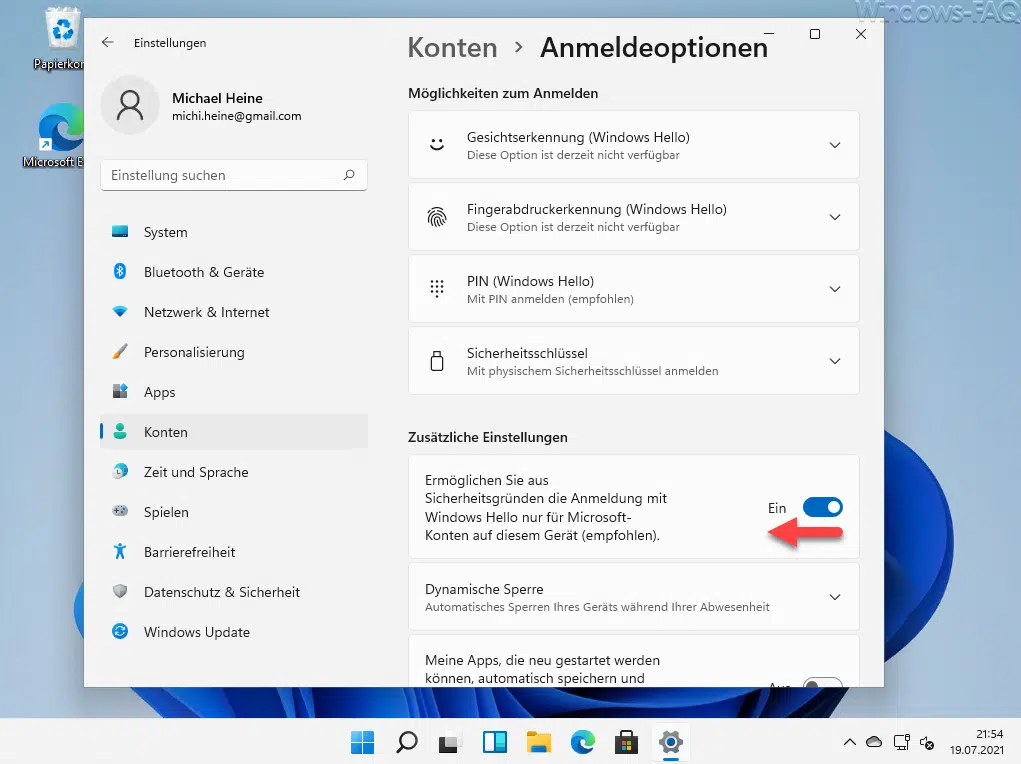 Windows Hello ausschalten Windows 11