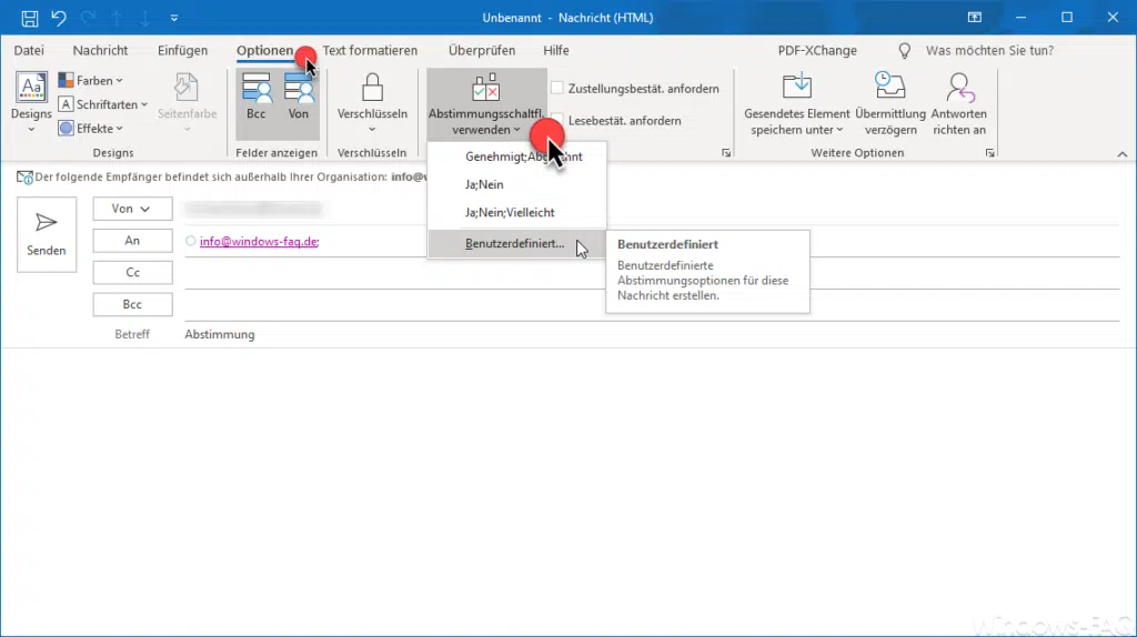 Outlook Abstimmungschaltfläche verwenden