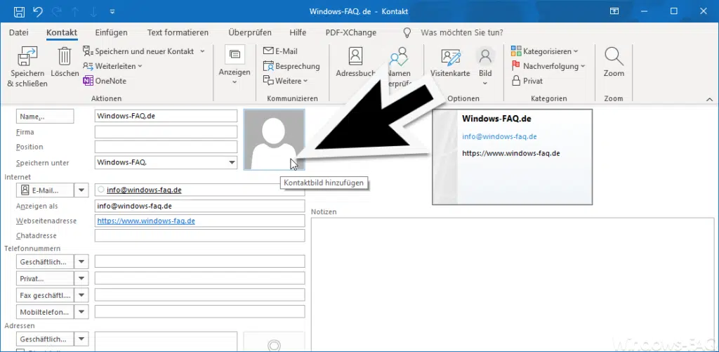 Outlook Kontaktbild hinzufügen