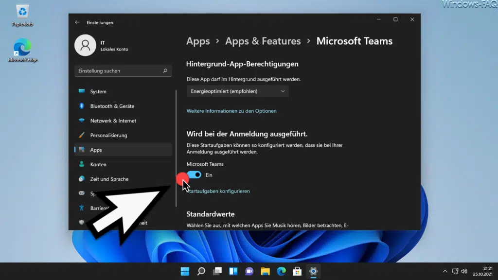 Microsoft Teams wird bei der Anmeldung ausgeführt