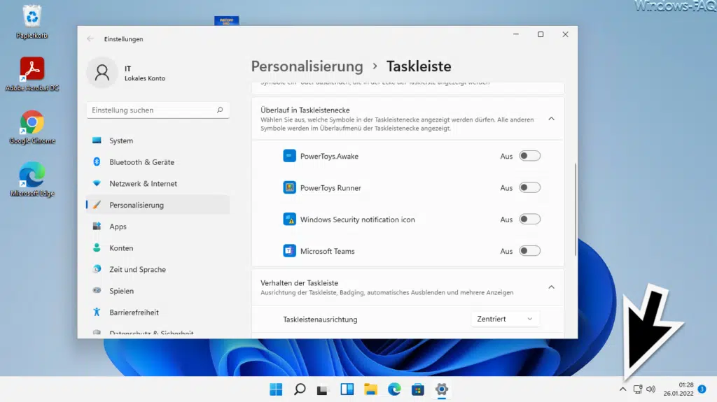 Windows 11 Taskleiste nicht alle Symbole werden angezeigt