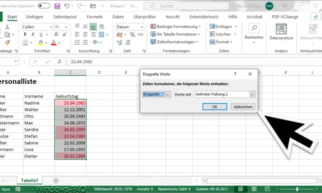 Excel doppelte Werte finden