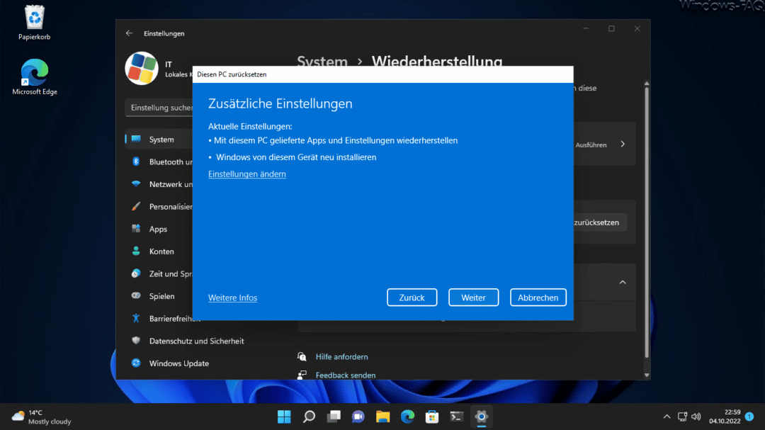 computer auf werkseinstellung zurücksetzen windows 10