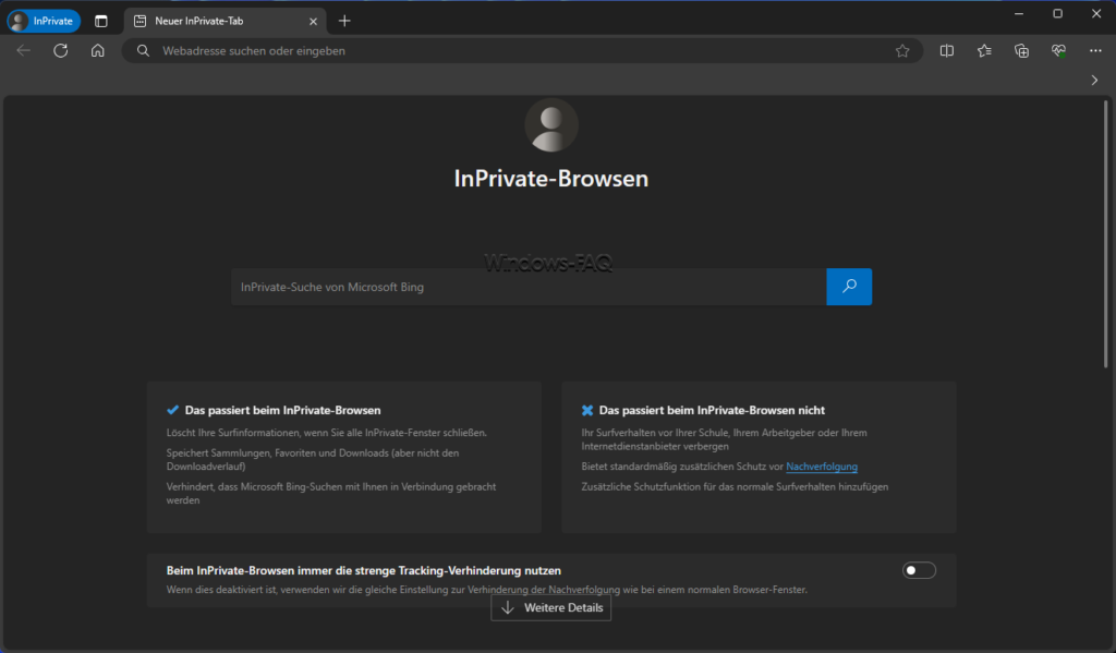 Edge InPrivate-Browsen