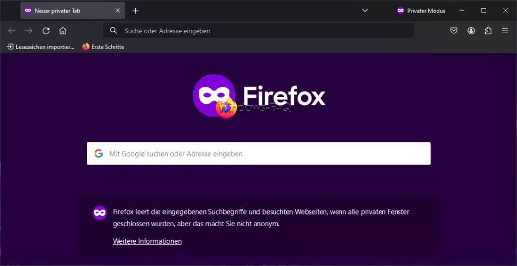 Firefox Privater Tab