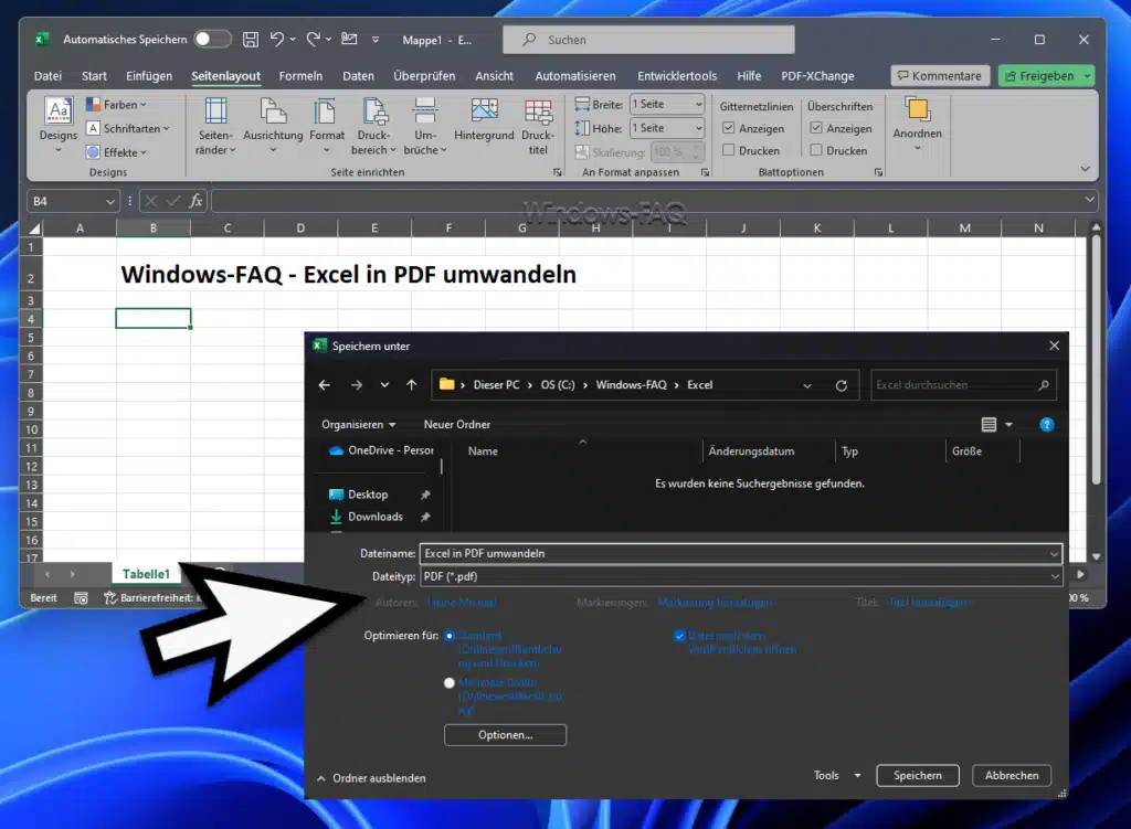 Excel in PDF umwandeln bzw. als PDF-Datei speichern