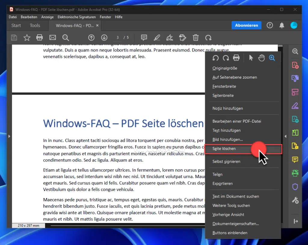 PDF Seite löschen Adobe Acrobat