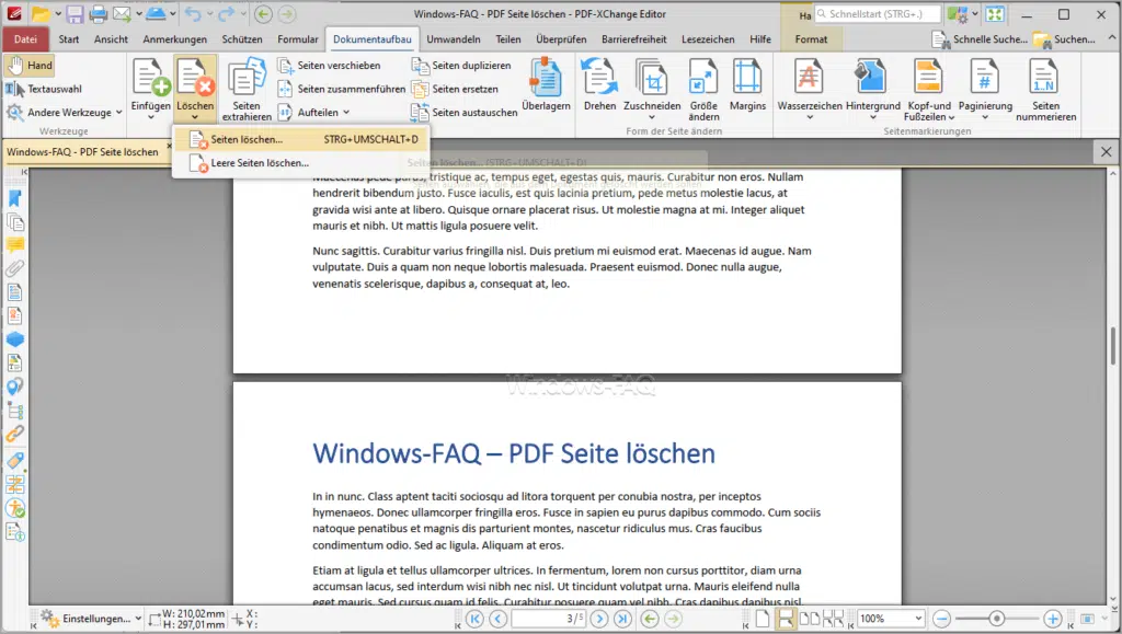PDF Seite löschen PDF -XChange Editor