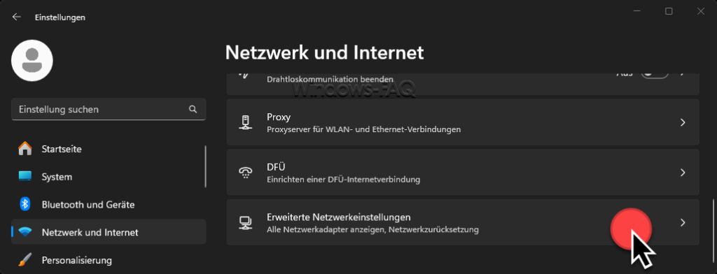 Windows Erweiterte Netzwerkeinstellungen