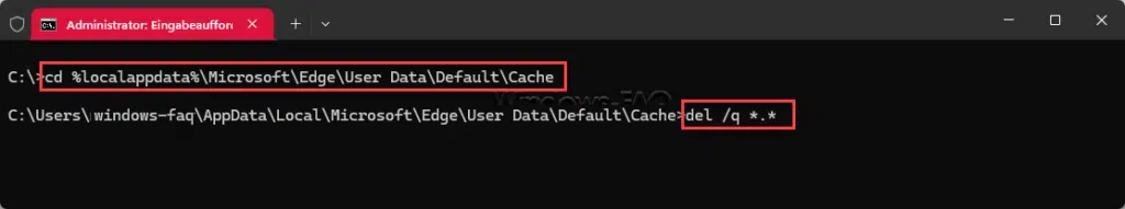 Edge Cachle löschen CMD