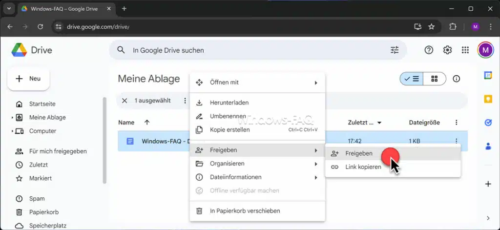 Große Dateien versenden Google Drive