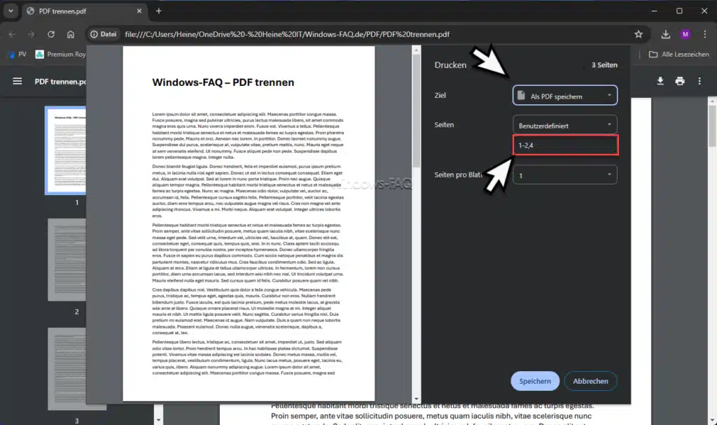 PDF trennen Chrome