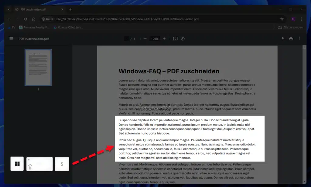 PDF zuschneiden Snipping Tool