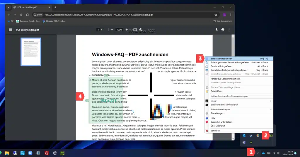 PDF zuschneiden mit Greenshot