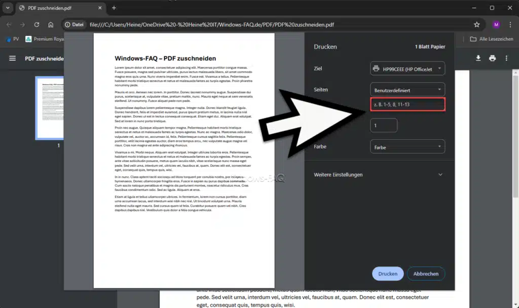 PDF zuschneiden mit Windows PDF Drucker