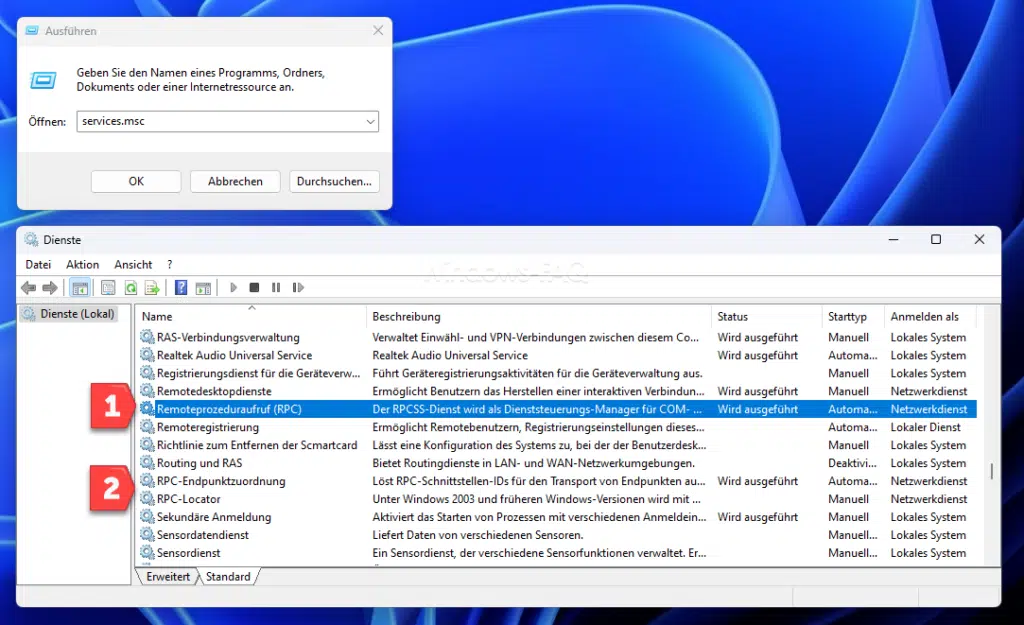 RPC Dienste Windows