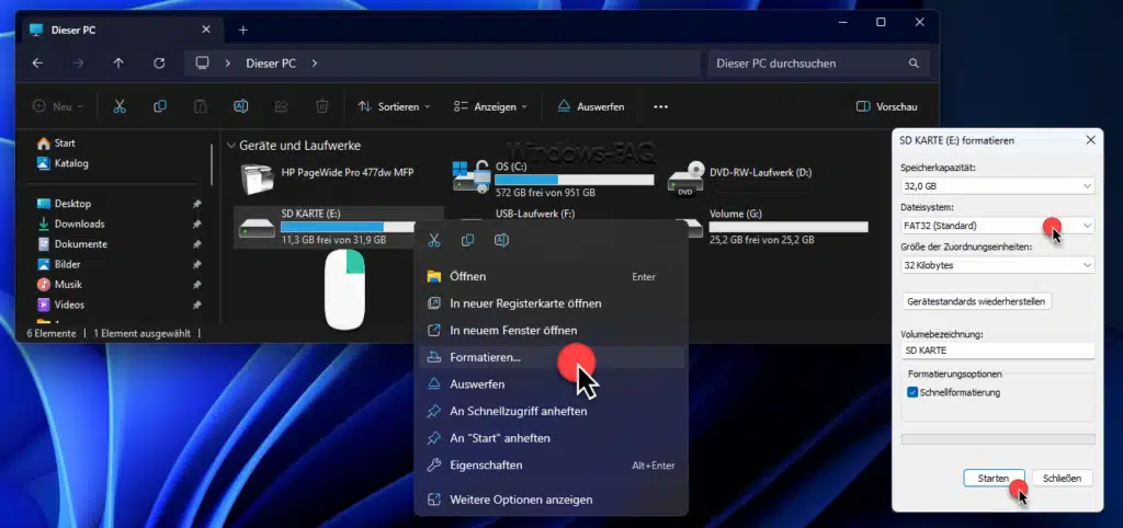 SD Karte formatieren Explorer