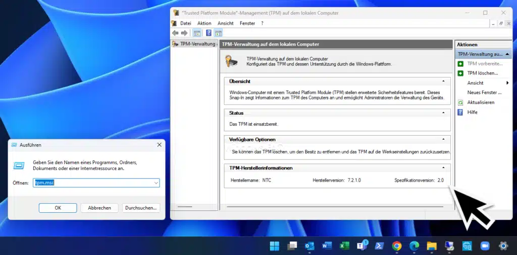 TPM 2.0 aktivieren TPM.msc