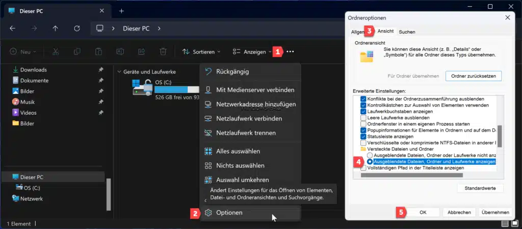 Versteckte Ordner anzeigen Windows Explorer
