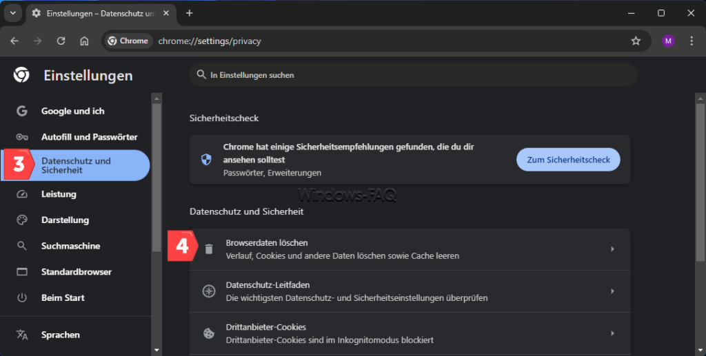 Chrome Cache leeren Browserdaten löschen