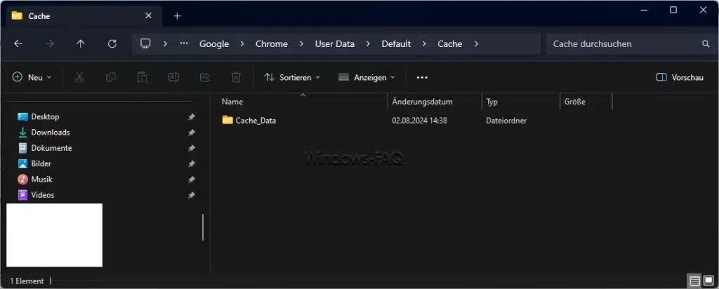Chrome Cache leeren Cache Verzeichnis