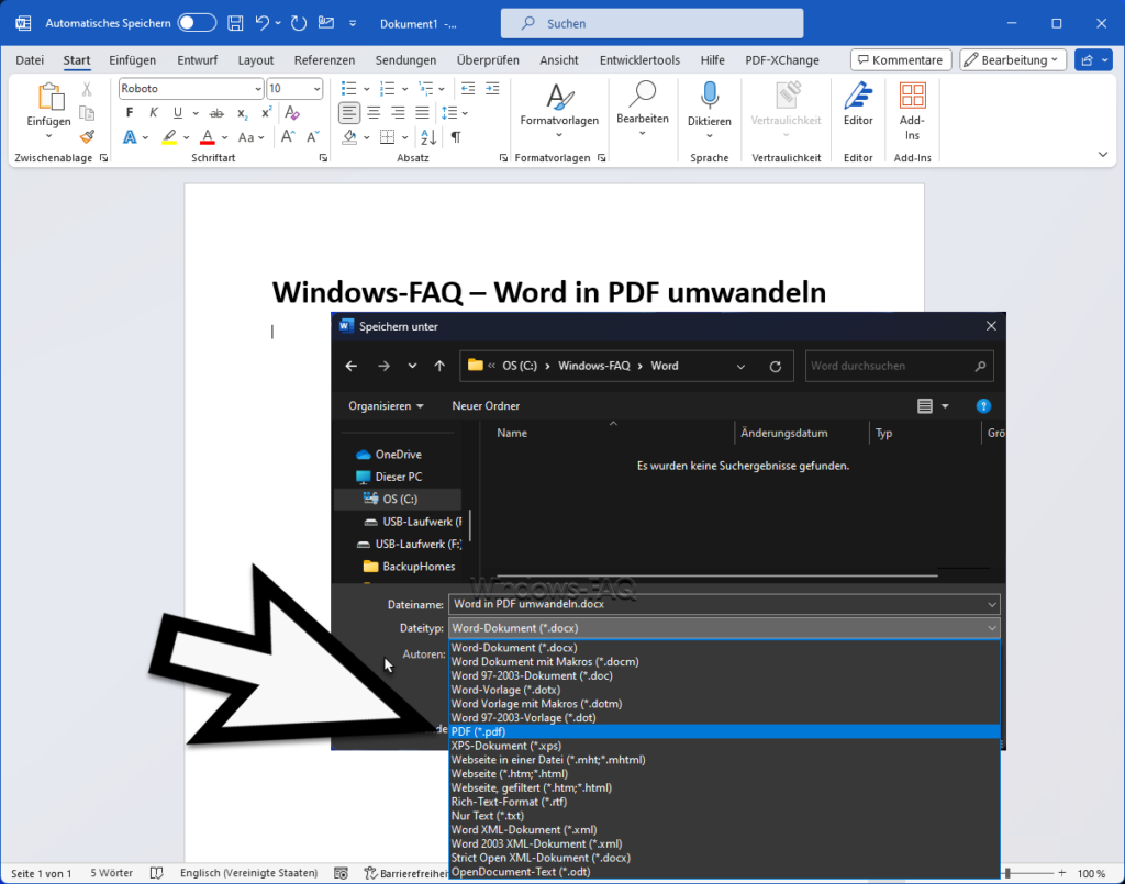 Word in PDF umwandeln Speichern als PDF