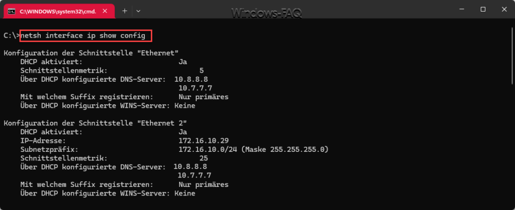 DNS Server antwortet nicht - netsh interface ip show config