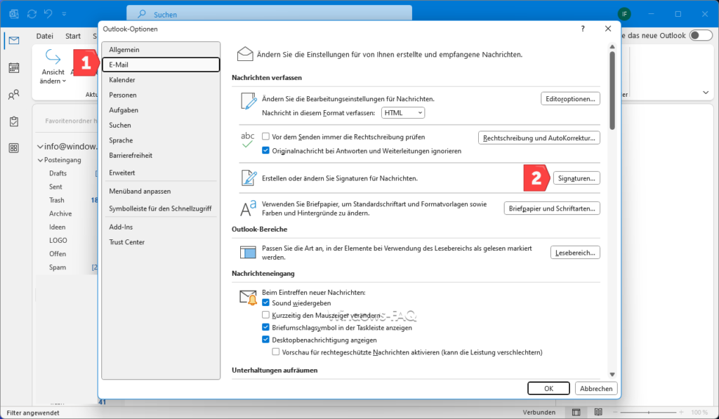 Outlook Signatur ändern Outlook Optionen
